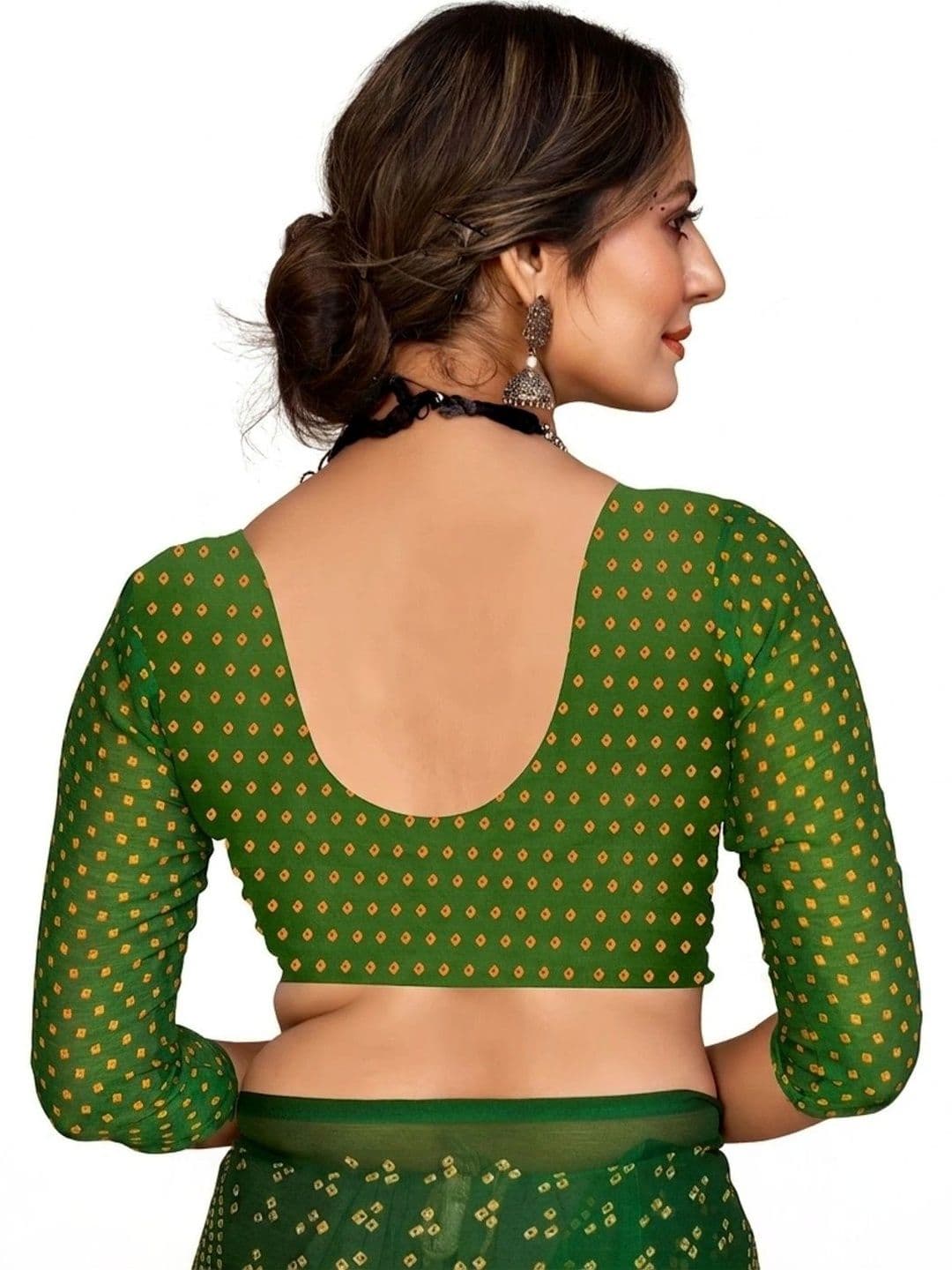 Peachmode Bandhani Poly Chiffon Bandhani Saree thumbnail 2