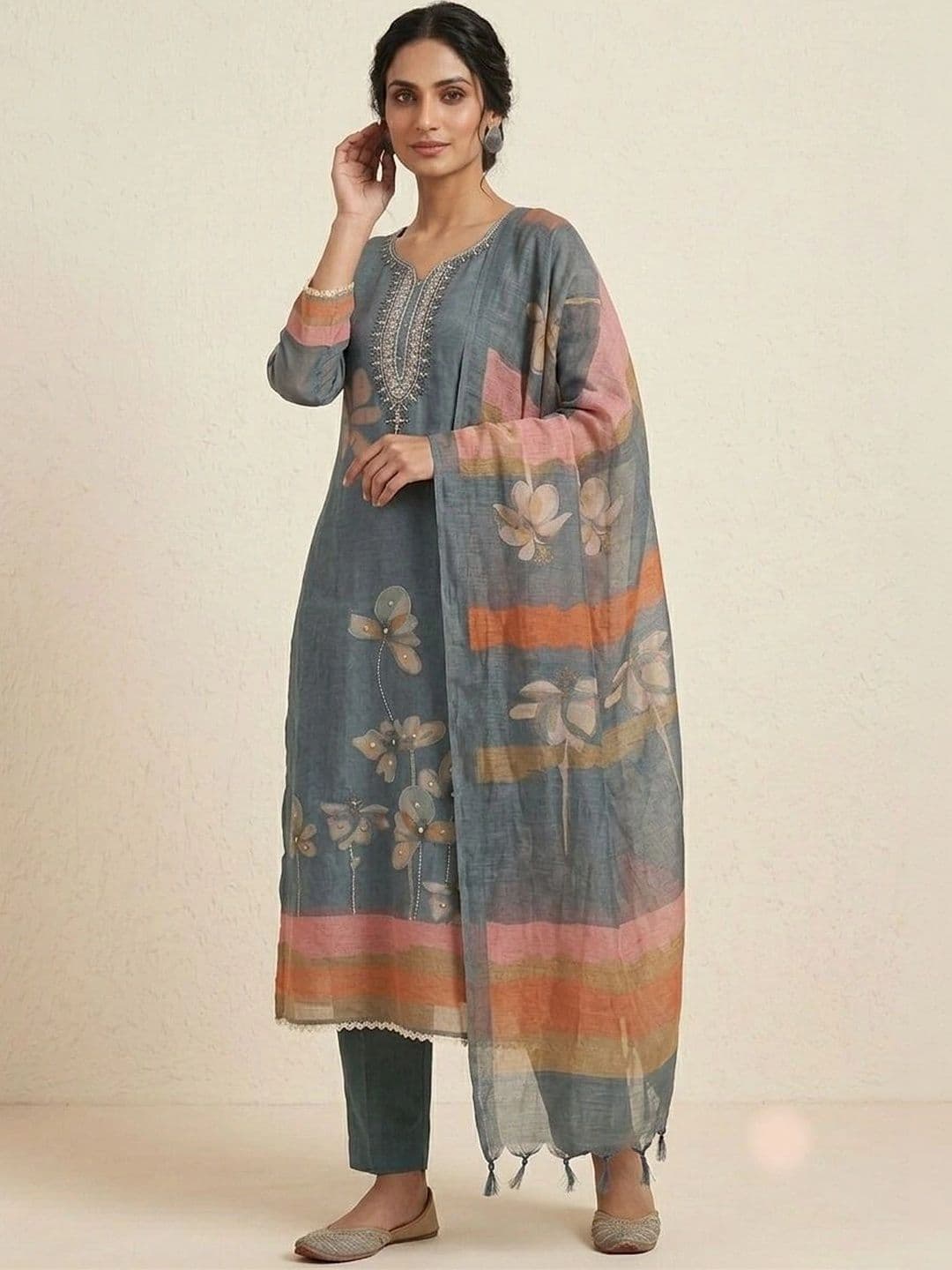 WaCraz Printed Pure Cotton Semi-Stitched Dress Material thumbnail 3