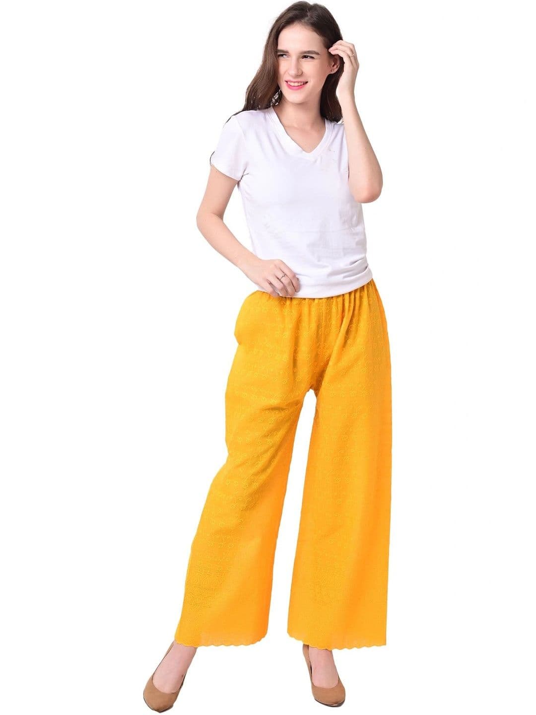 Letz Dezine Women Wide-Leg Palazzo Pants with Elastic Waistband thumbnail 2