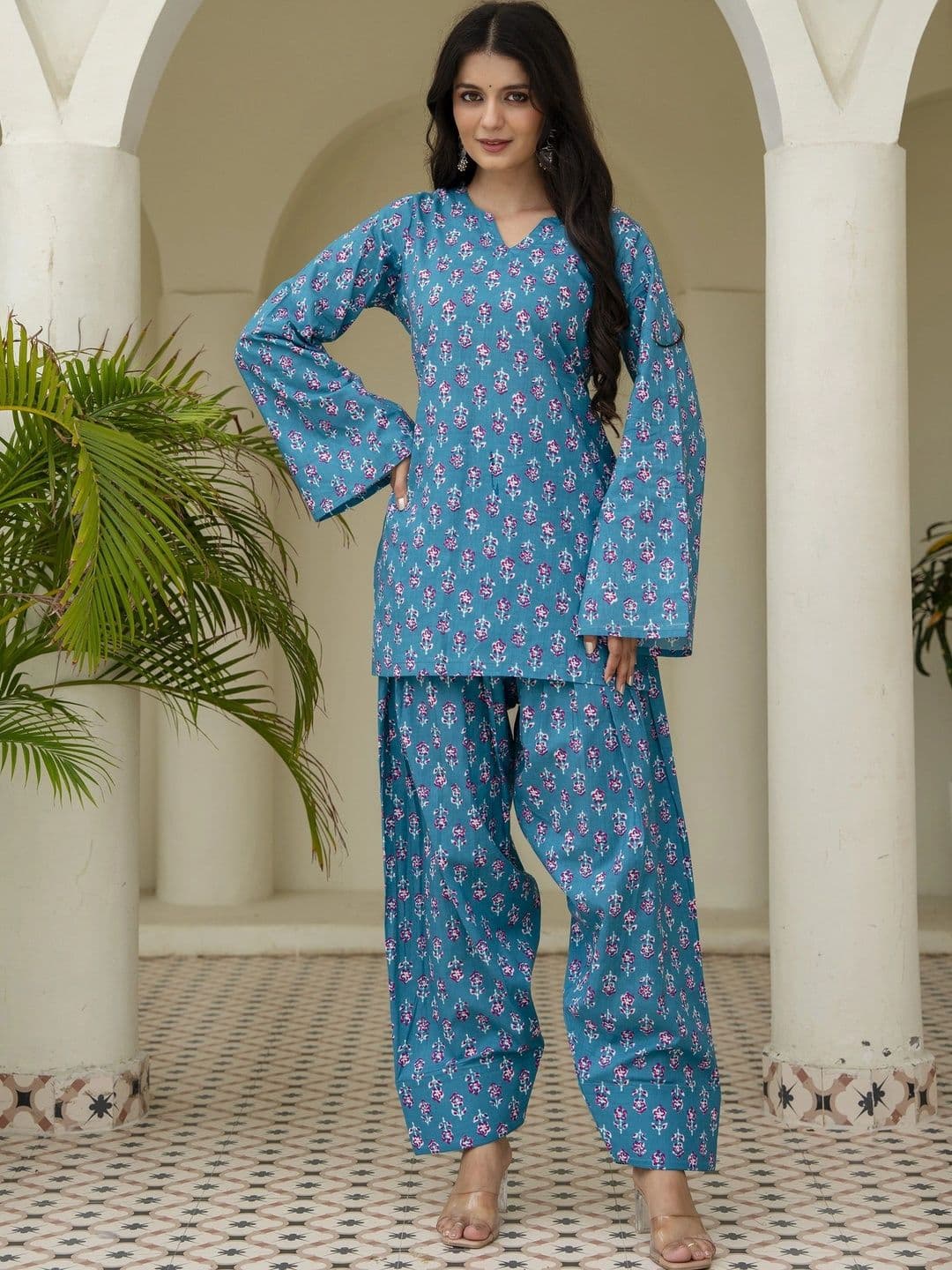 JEMCY Women Ethnic Motifs Printed Regular Pure Cotton Kurta with Patiala & With Dupatta thumbnail 4
