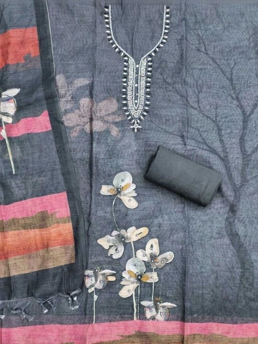 WaCraz Printed Pure Cotton Semi-Stitched Dress Material thumbnail 7