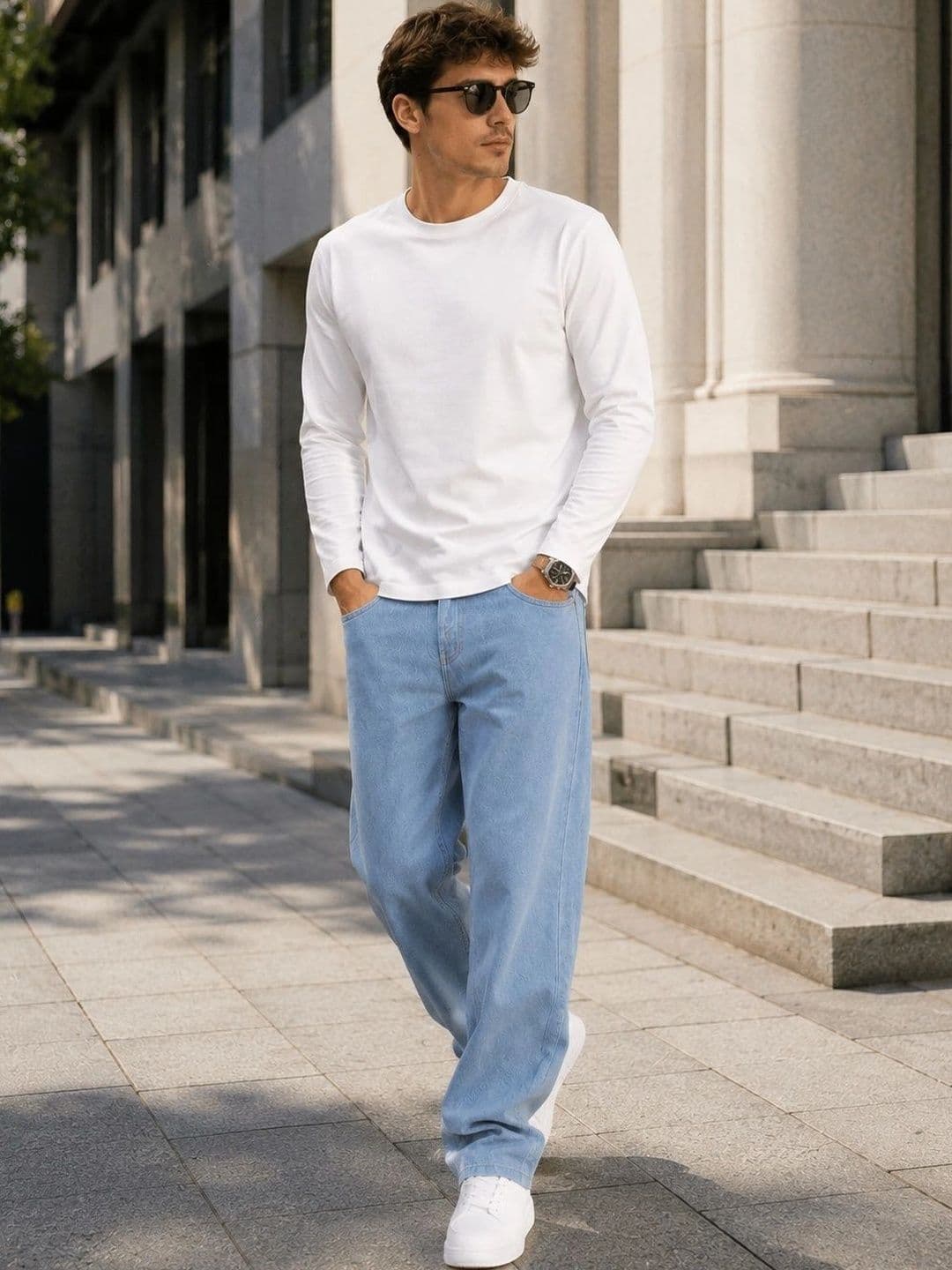 DENIM HAWK Men Classic Straight Fit Mid-Rise Stretchable Jeans thumbnail 3