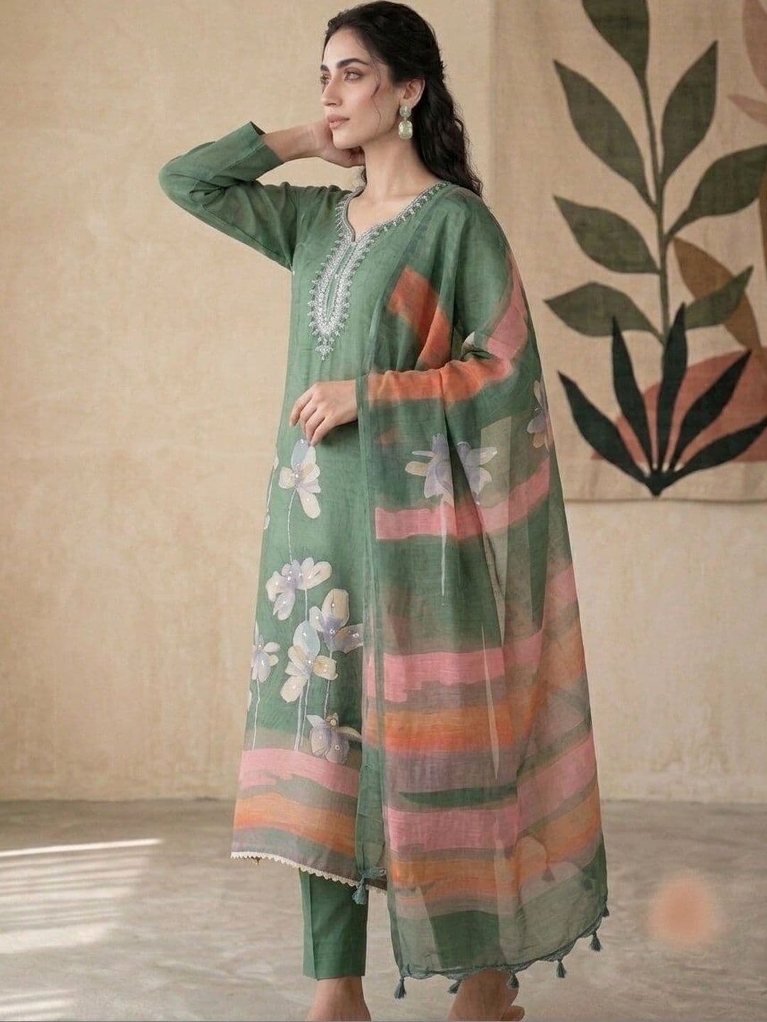 WaCraz Printed Pure Cotton Semi-Stitched Dress Material thumbnail 2