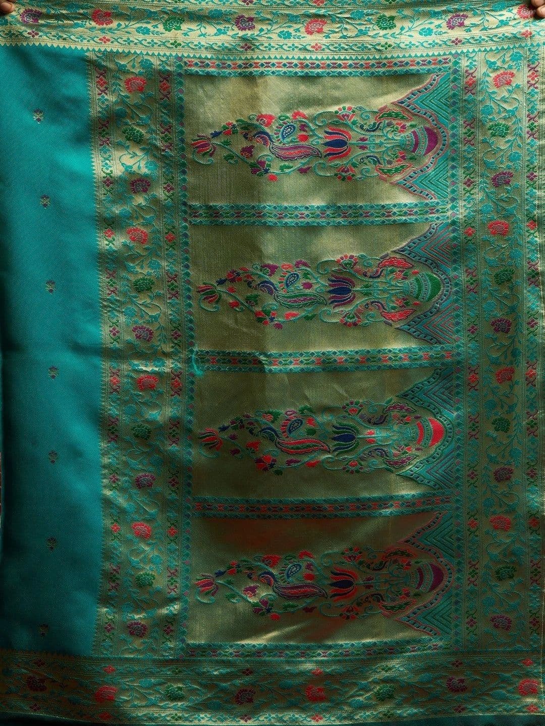 Dhaaga Ghar Paisley Zari Silk Blend Heavy Work Paithani Saree thumbnail 3