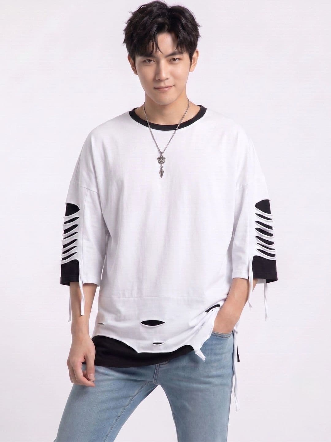 A2R FASHION Men Colourblocked T-shirt thumbnail 2