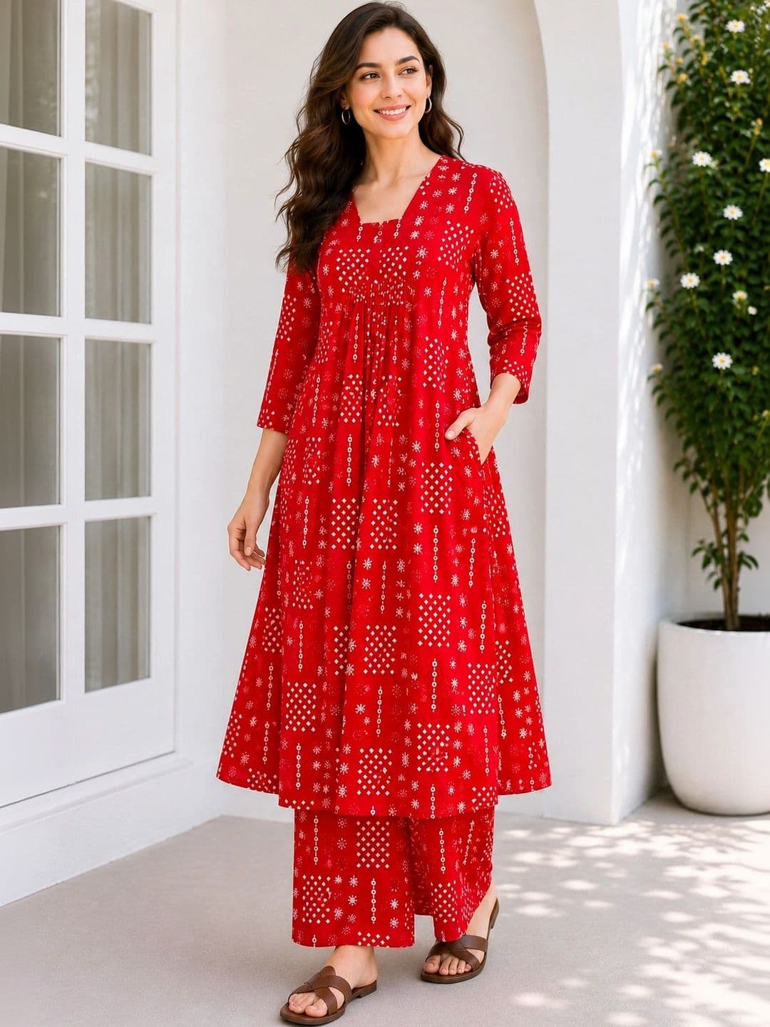 HIVA TRENDZ Women Printed Regular Kurta with Palazzos thumbnail 7