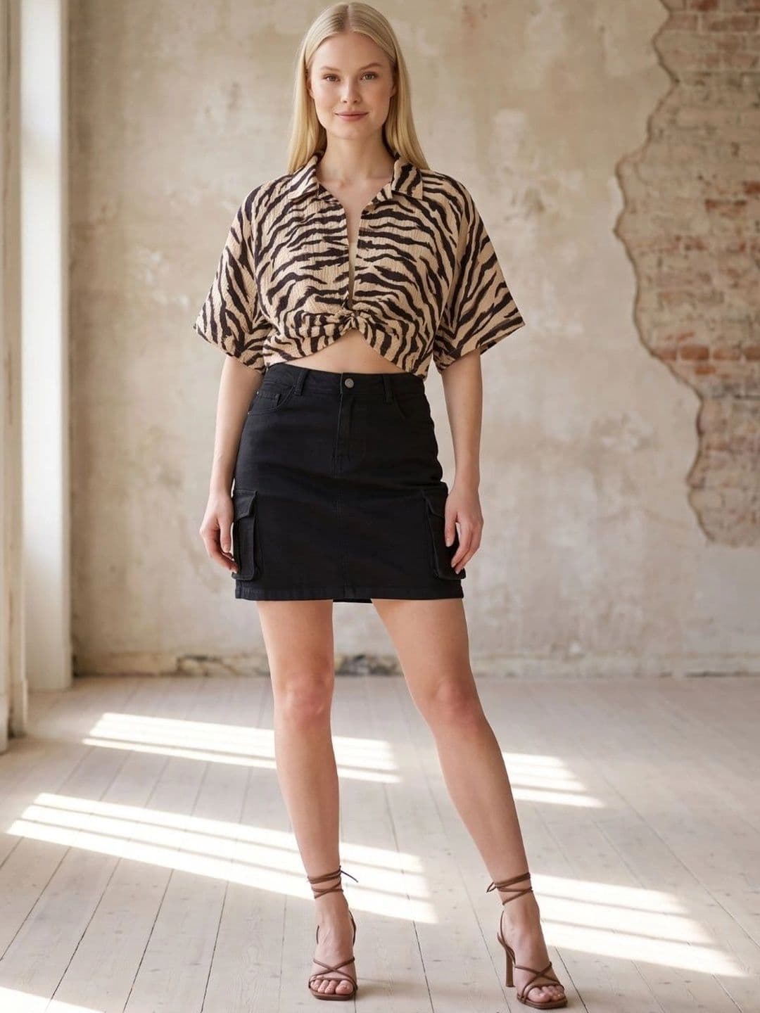 MAKPAK Women Denim Cargo Styles Mini Straight Skirt thumbnail 6