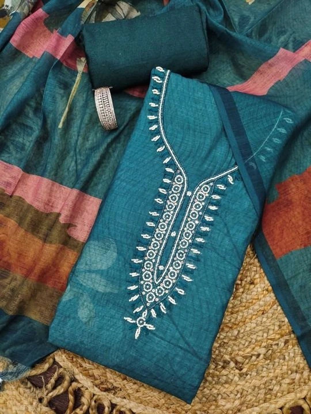 WaCraz Printed Pure Cotton Semi-Stitched Dress Material thumbnail 5