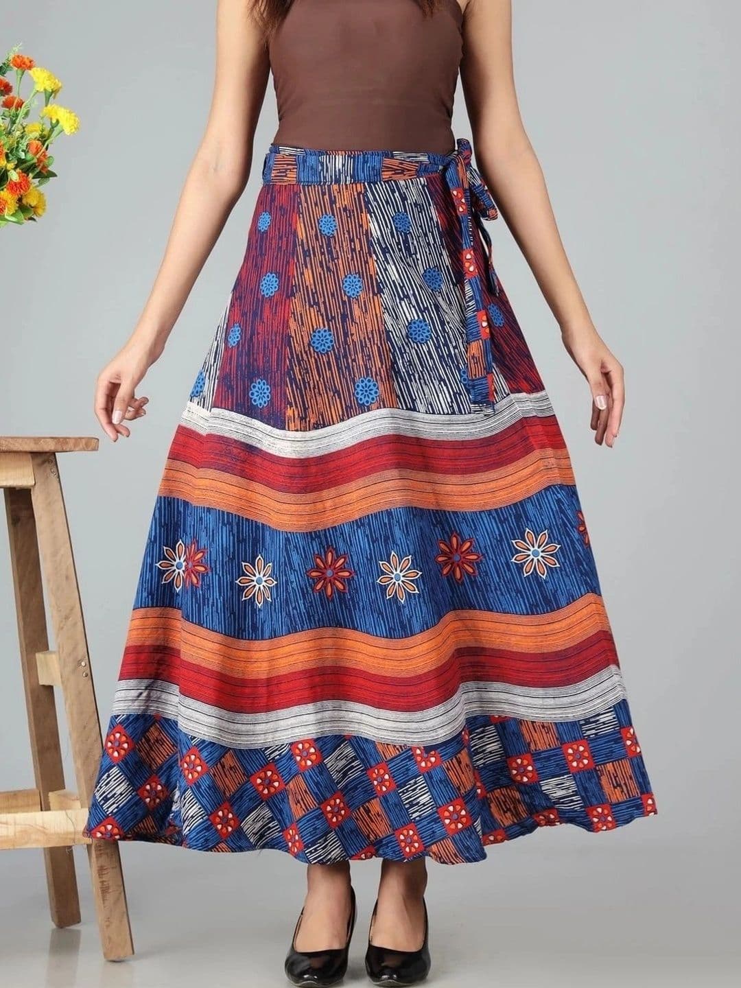 HIMCARE Women Cotton Cambric Floral Maxi Wrap Skirt thumbnail 5