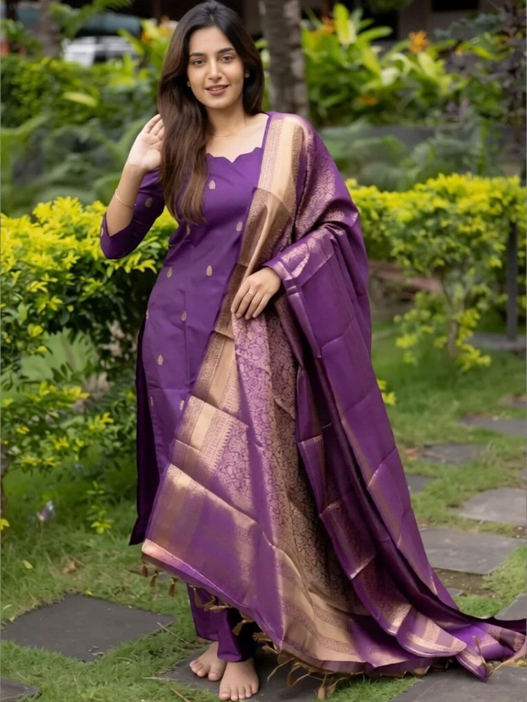Moda Rapido Women Ethnic Motifs Regular Kurta with Trousers & With Dupatta - view 1