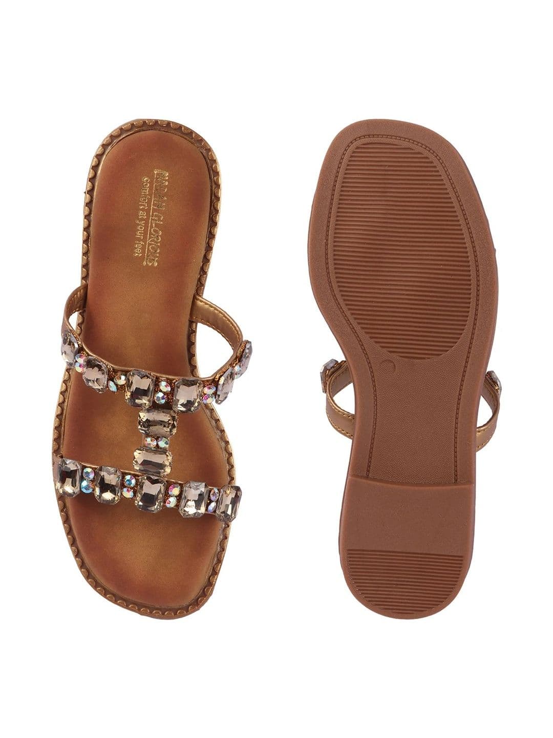 madam glorious Women Embellished Party Open Toe Flats thumbnail 6