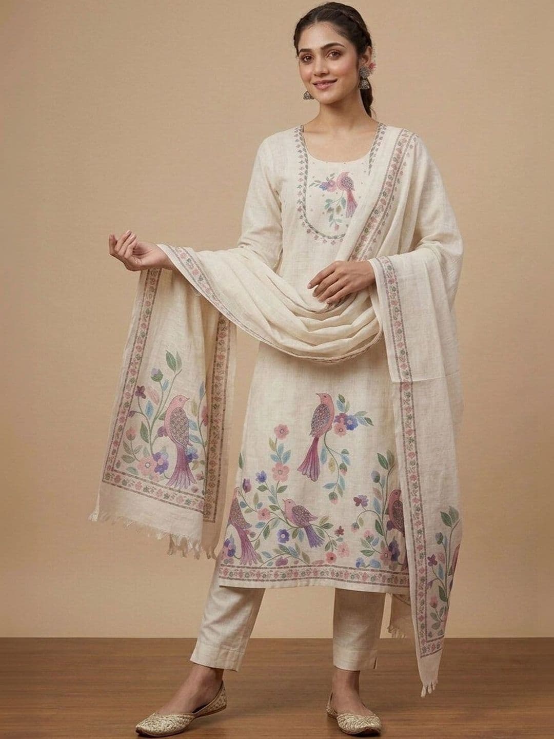 WaCraz Printed Linen Semi-Stitched Dress Material - view 1