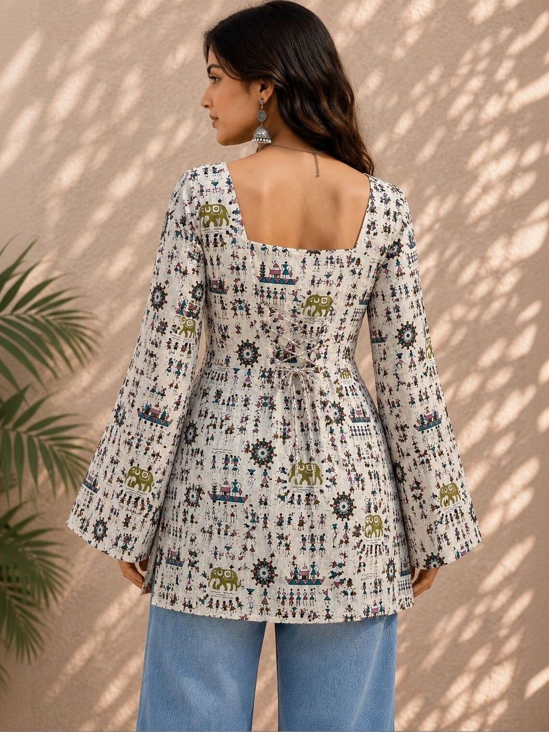 KALINI Women Ethnic Motifs Printed Bell Sleeves Indie Prints Kurta thumbnail 6