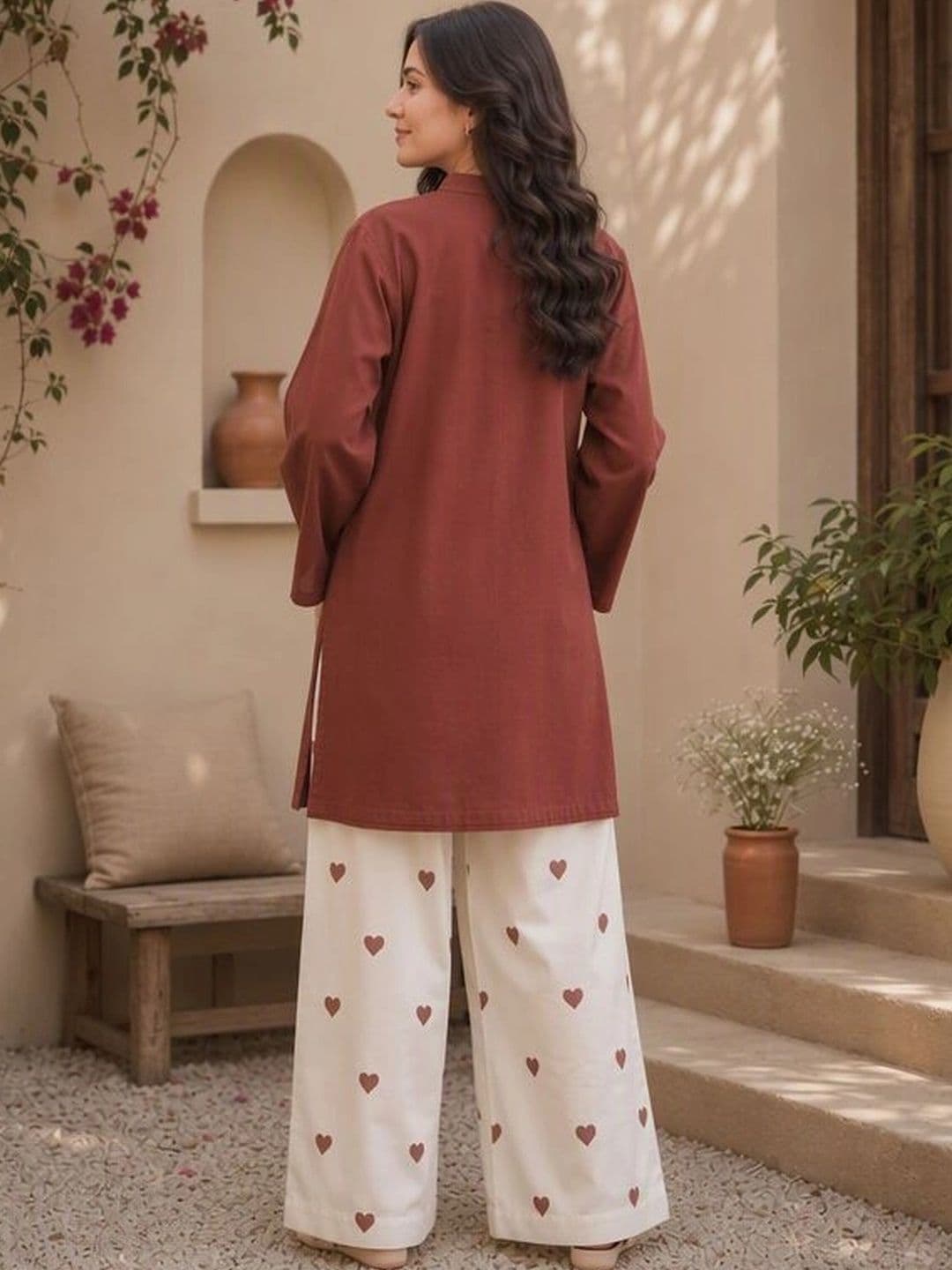 Sangria Women Regular Kurti with Palazzos thumbnail 4