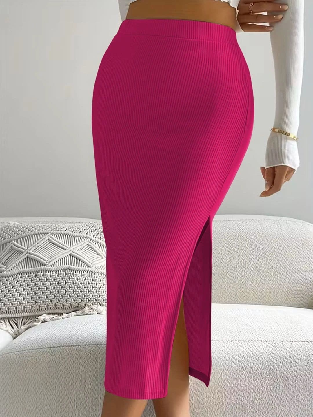 SZN Women Side Slit Midi Pencil Skirt - view 1