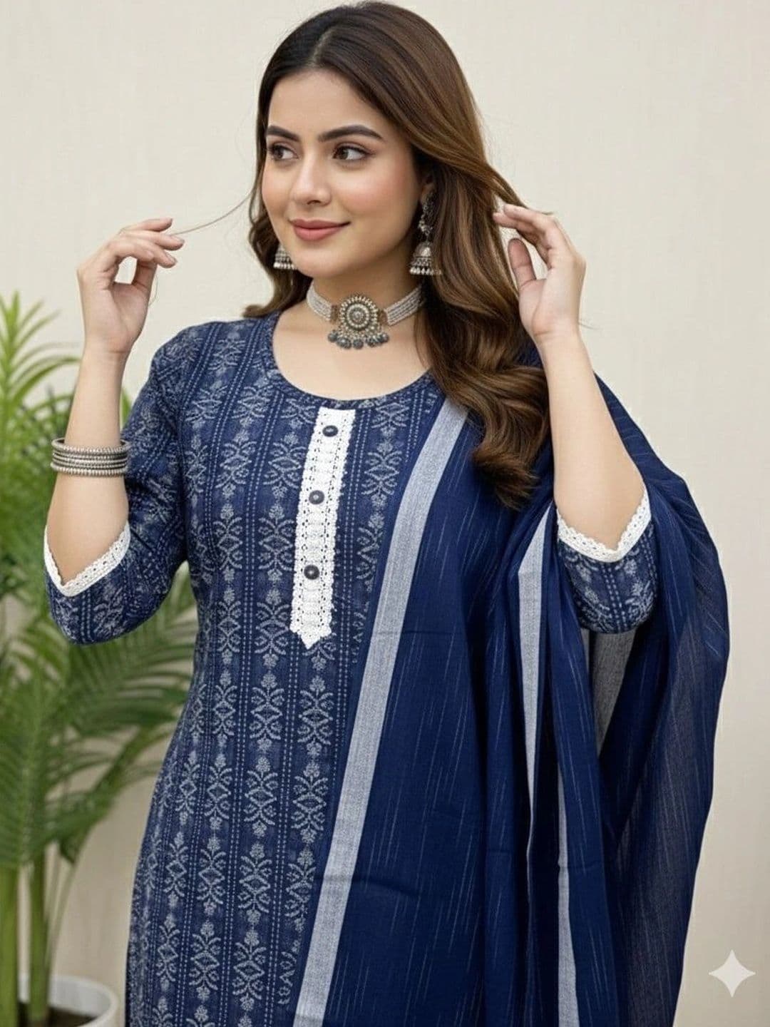 Sypher Boutique Women Ethnic Motifs Printed Regular Pure Cotton Kurta with Trousers & With Dupatta thumbnail 4
