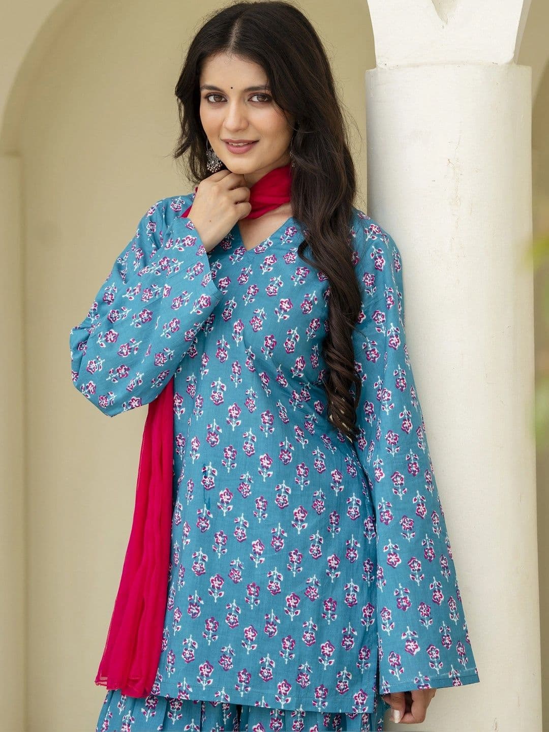 JEMCY Women Ethnic Motifs Printed Regular Pure Cotton Kurta with Patiala & With Dupatta thumbnail 5