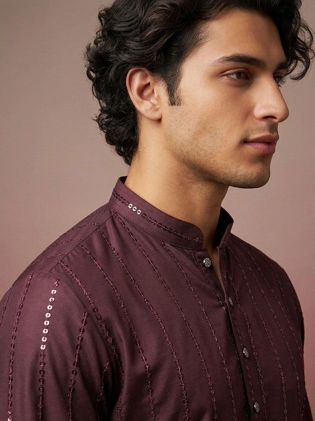 Rajkuwar Men Embellished Sequinned Kurta thumbnail 3