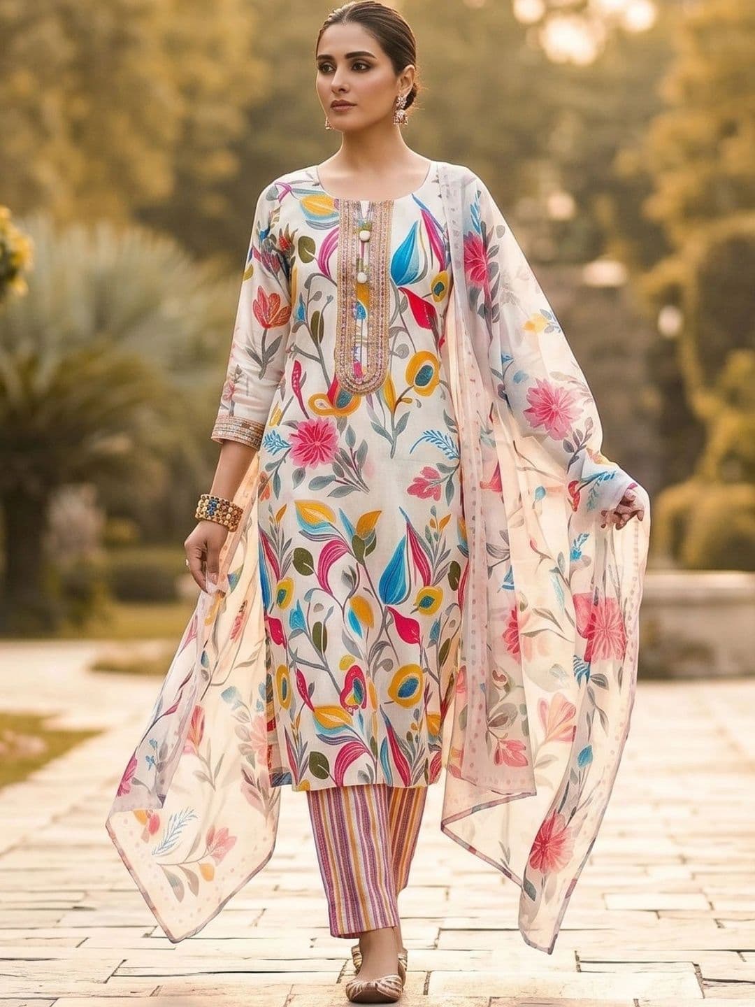 Peshe Printed Unstitched Dress Material - view 1