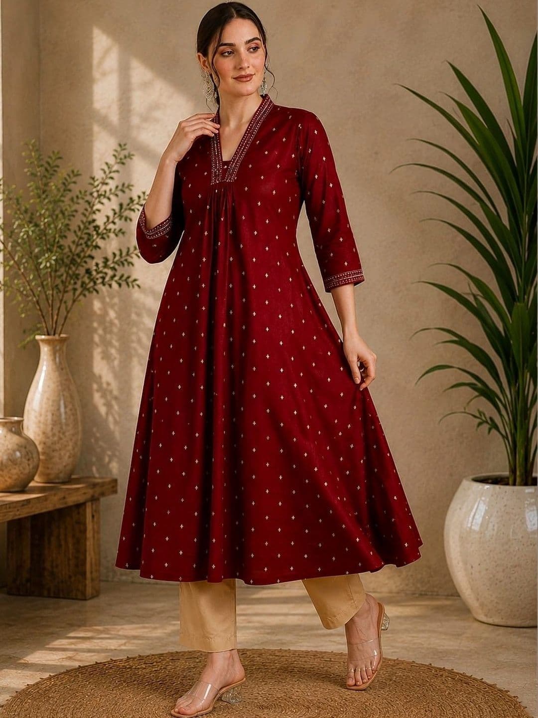 shivay Women Ethnic Motifs Embroidered Thread Work Anarkali Kurta thumbnail 2