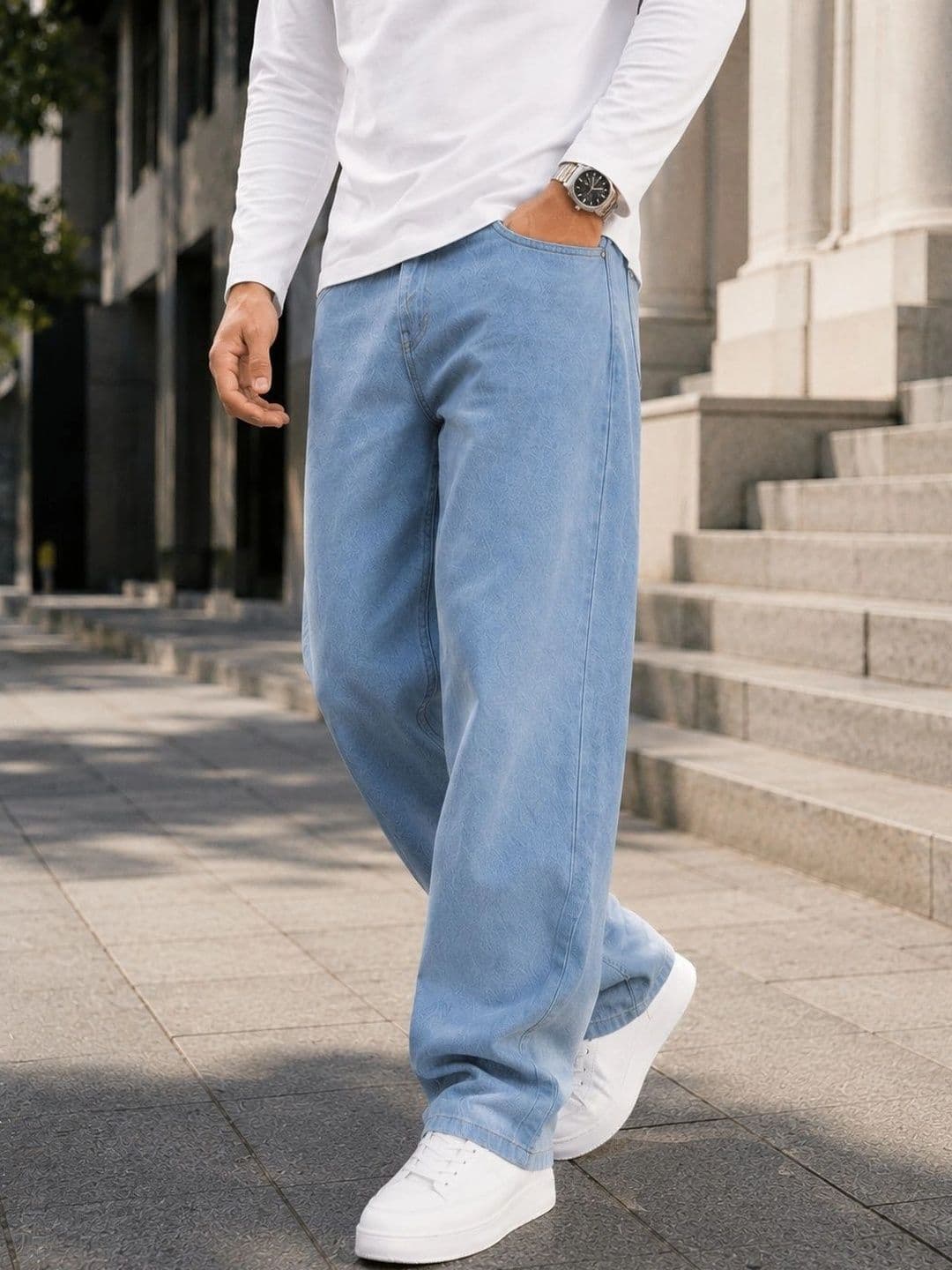 DENIM HAWK Men Classic Straight Fit Mid-Rise Stretchable Jeans thumbnail 2
