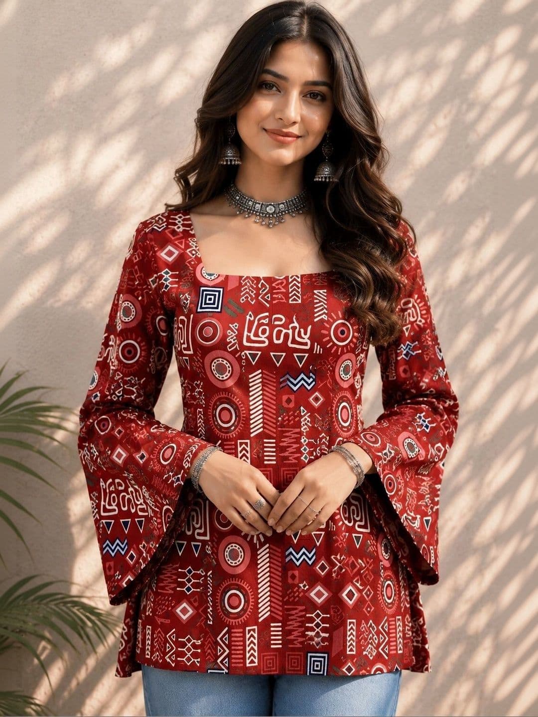KALINI Women Geometric Printed Flared Sleeves Indie Prints Kurta - view 1