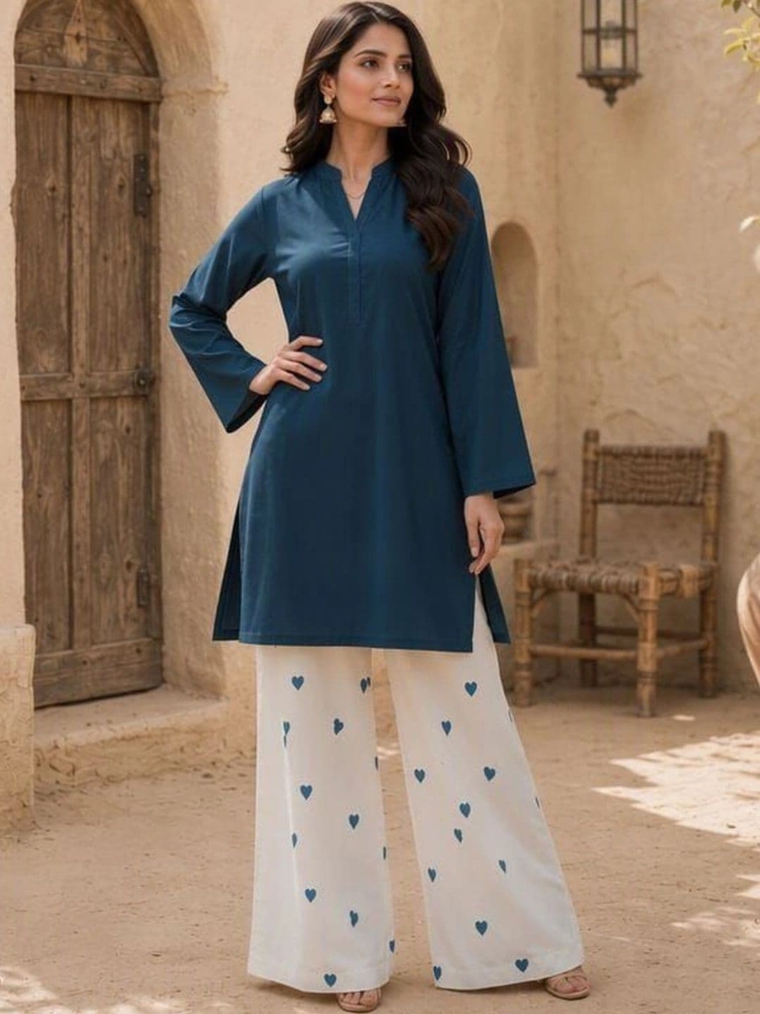 Sangria Women Regular Kurta with Palazzos thumbnail 3
