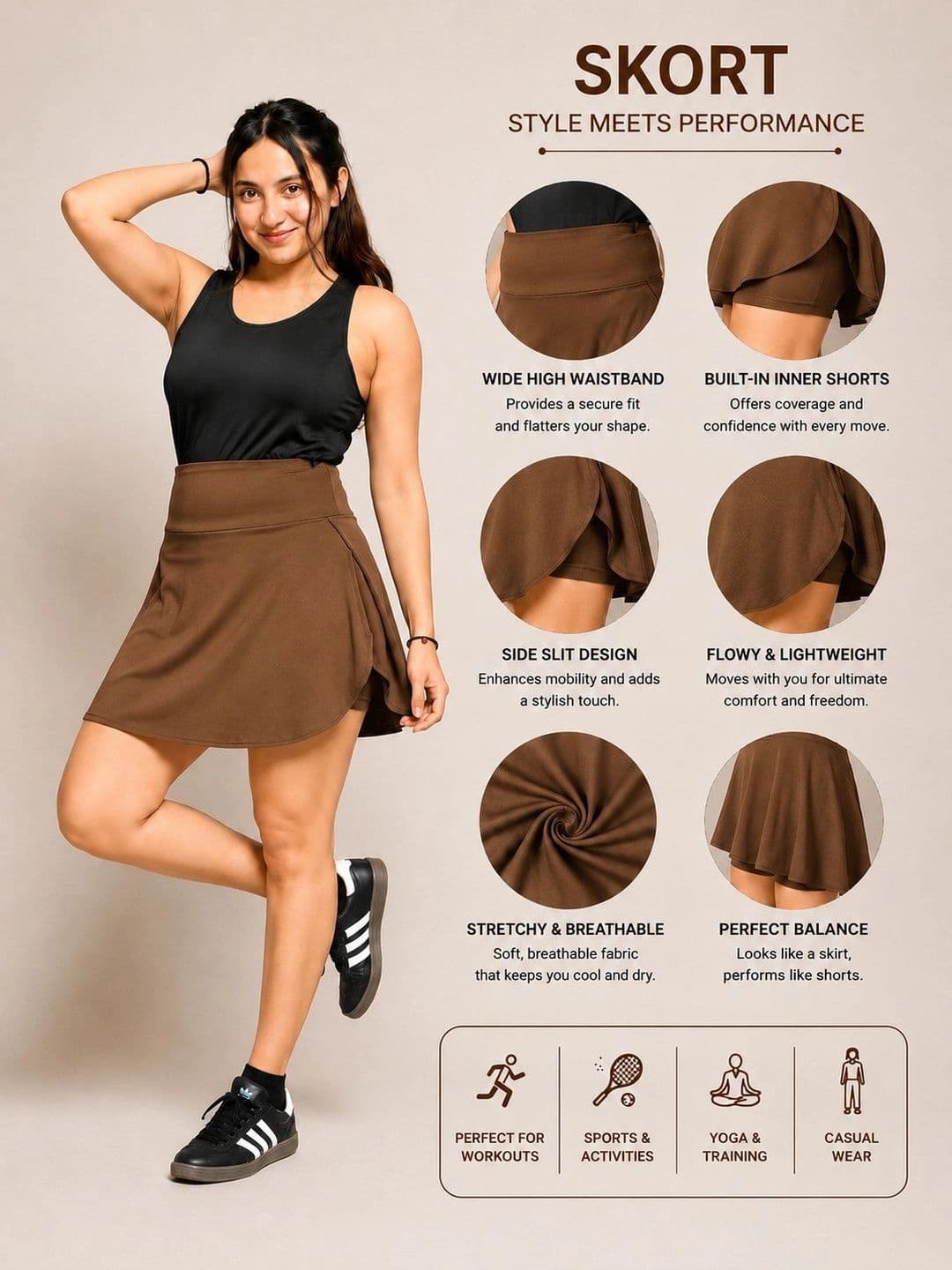 TEEFLIPS Women Side Slit Mini Flared Skirt thumbnail 5