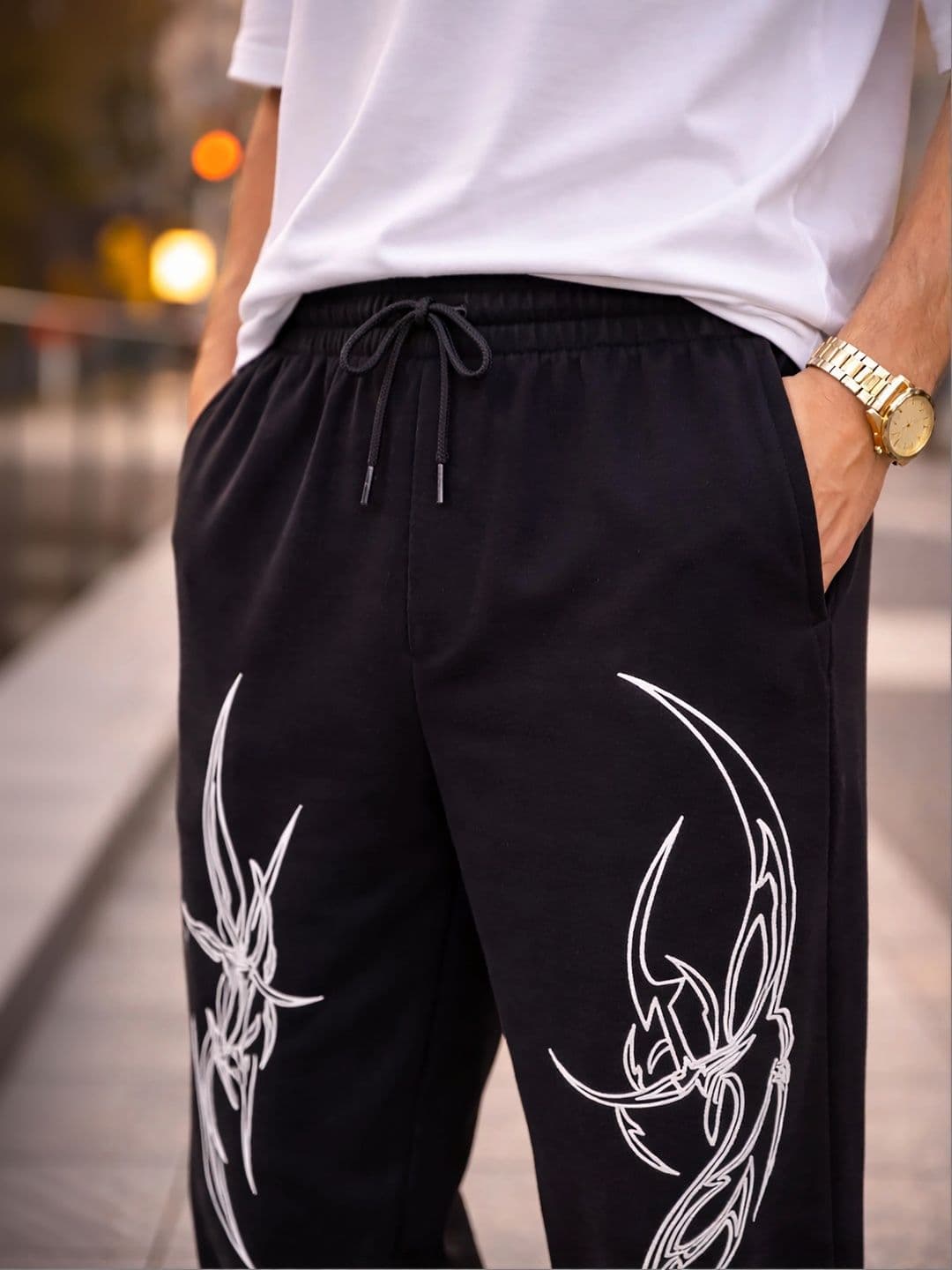 HERE&NOW Men Regular Fit Abstract Track Pants thumbnail 3