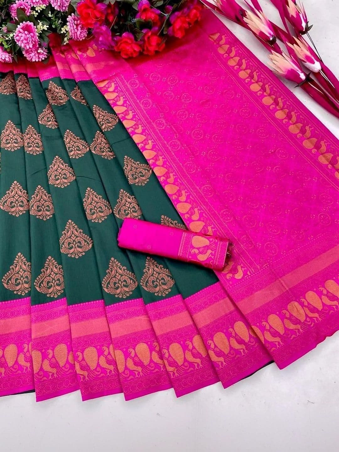 revika Woven Design Zari Art Silk Designer Kanjeevaram Saree thumbnail 6
