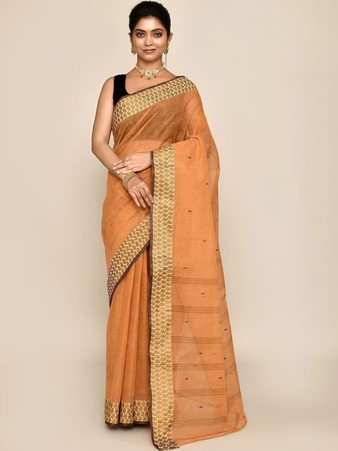 TANTSHREE Striped Pure Cotton Saree - view 1
