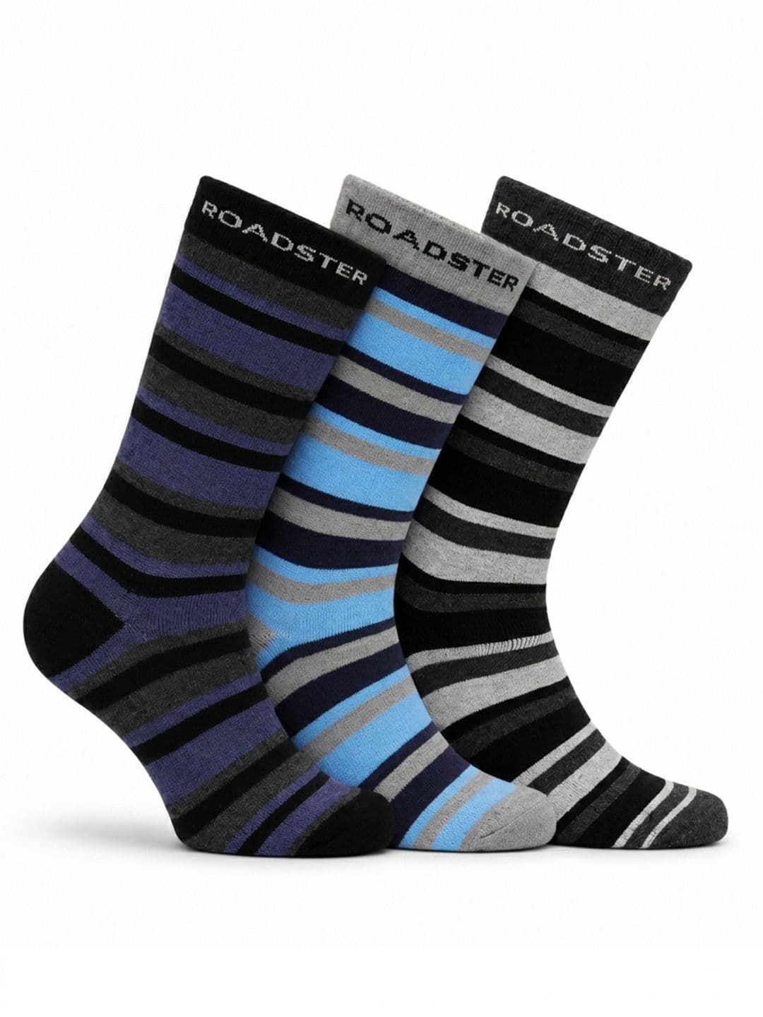 Roadster Men Pack of 3 Cotton Striped Above Ankle Socks - view 1