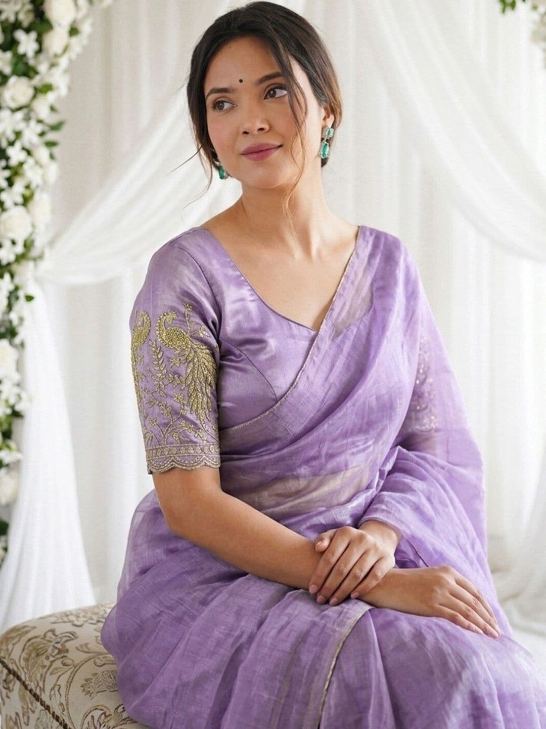 Satrani Zari Tissue Saree thumbnail 6