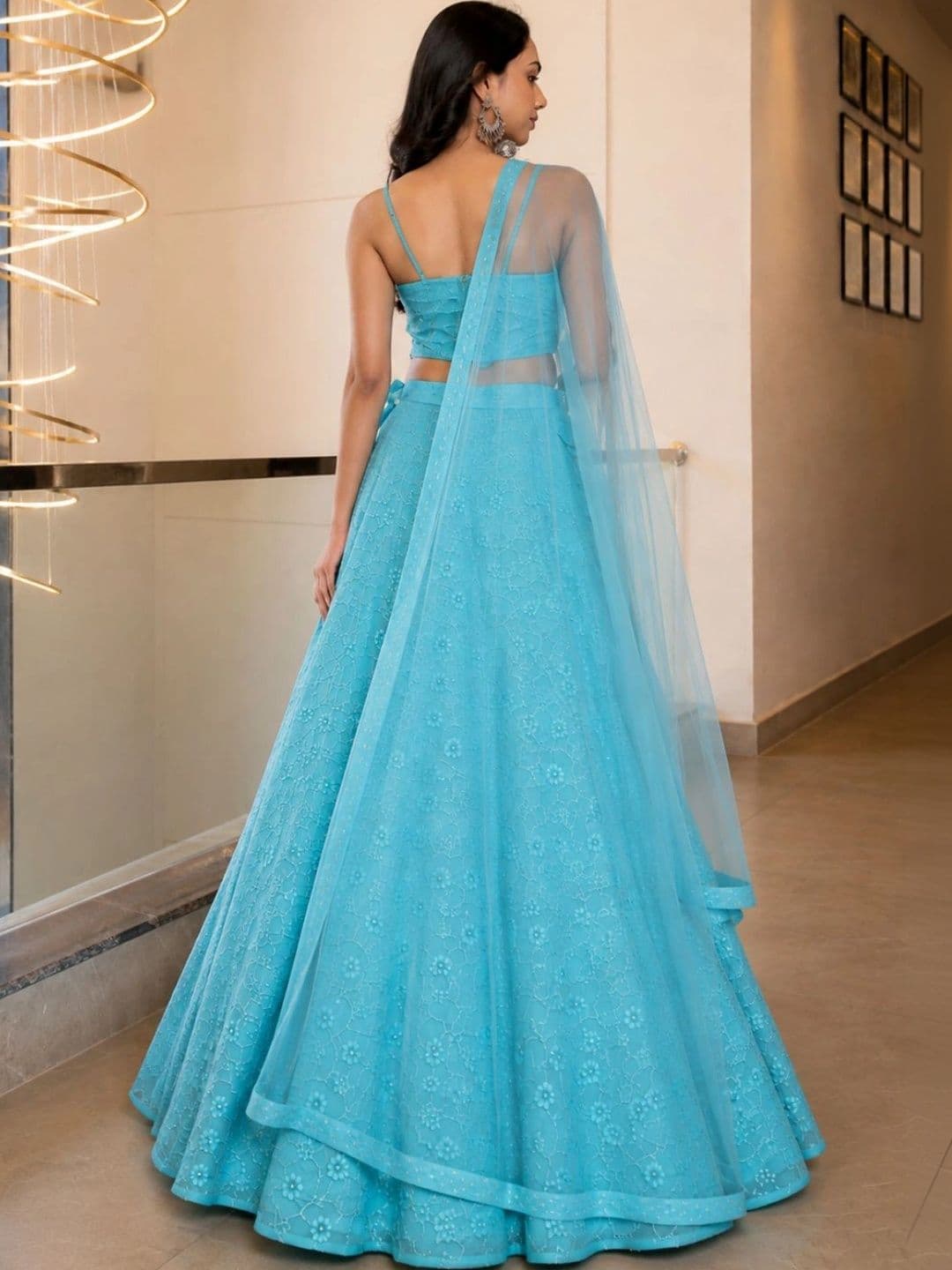 HOUSE OF JAMOTI Embroidered Thread Work Ready to Wear Lehenga & Blouse With Dupatta thumbnail 4