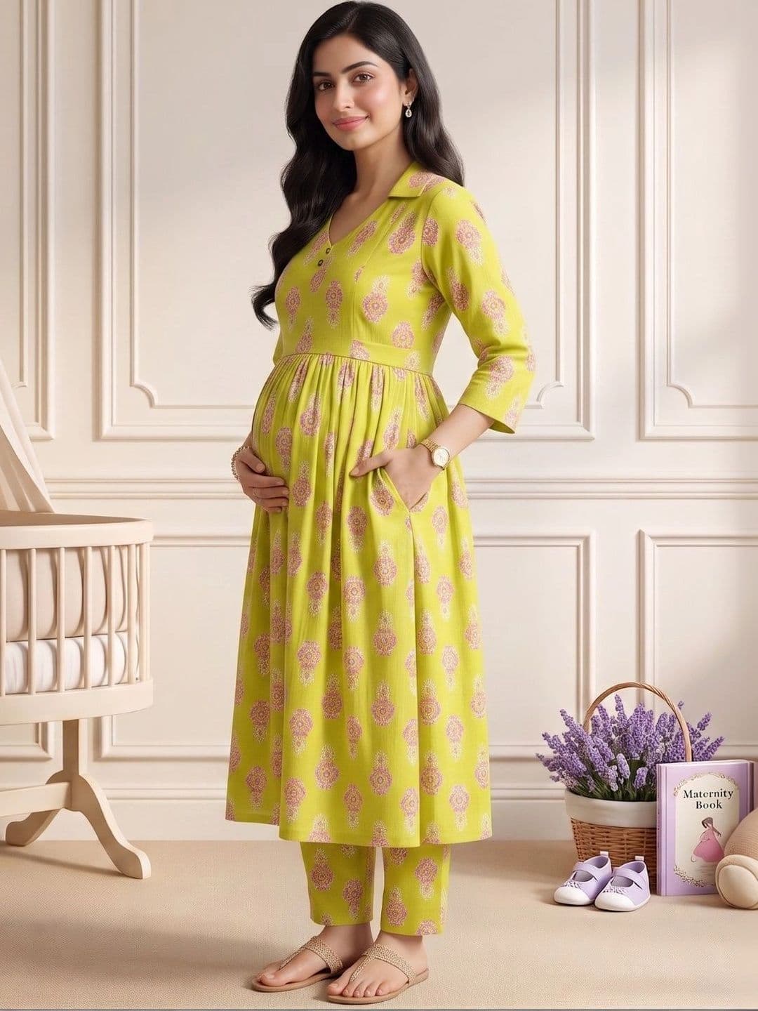 DUMMY SHAPE Women Ethnic Motifs Printed Empire Kurta with Trousers thumbnail 7