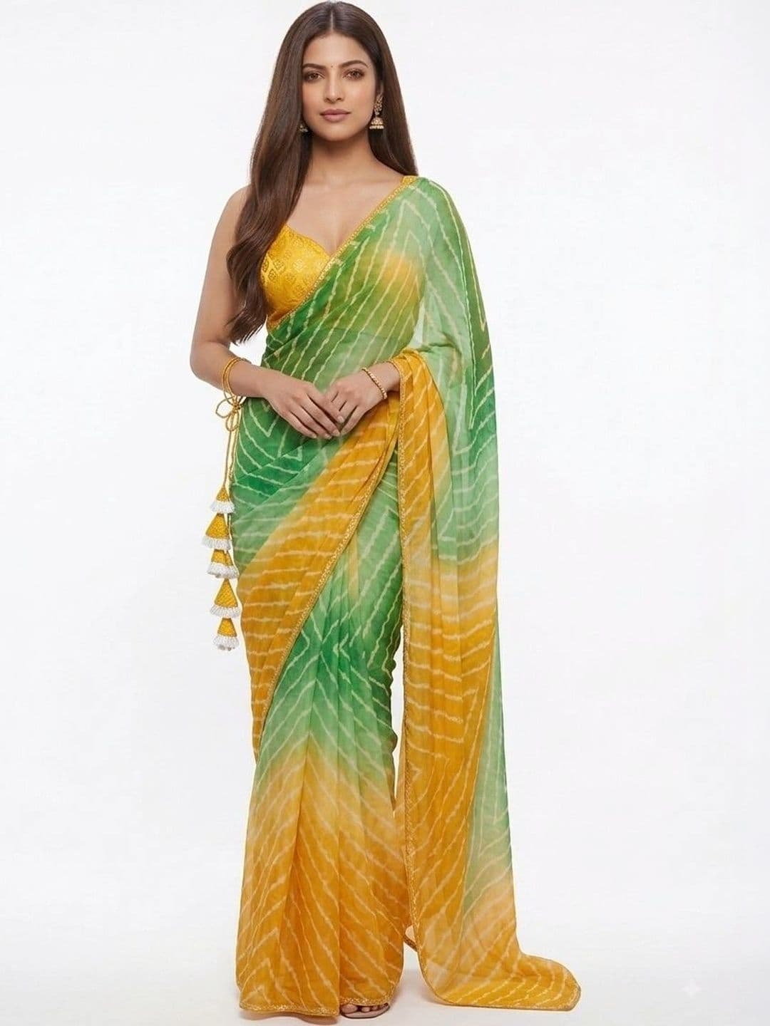 DEVI FASHIONS LLP Leheriya Poly Georgette Saree - view 1