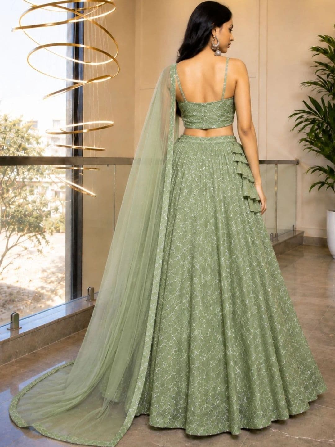 HOUSE OF JAMOTI Embroidered Thread Work Ready to Wear Lehenga & Blouse With Dupatta thumbnail 3