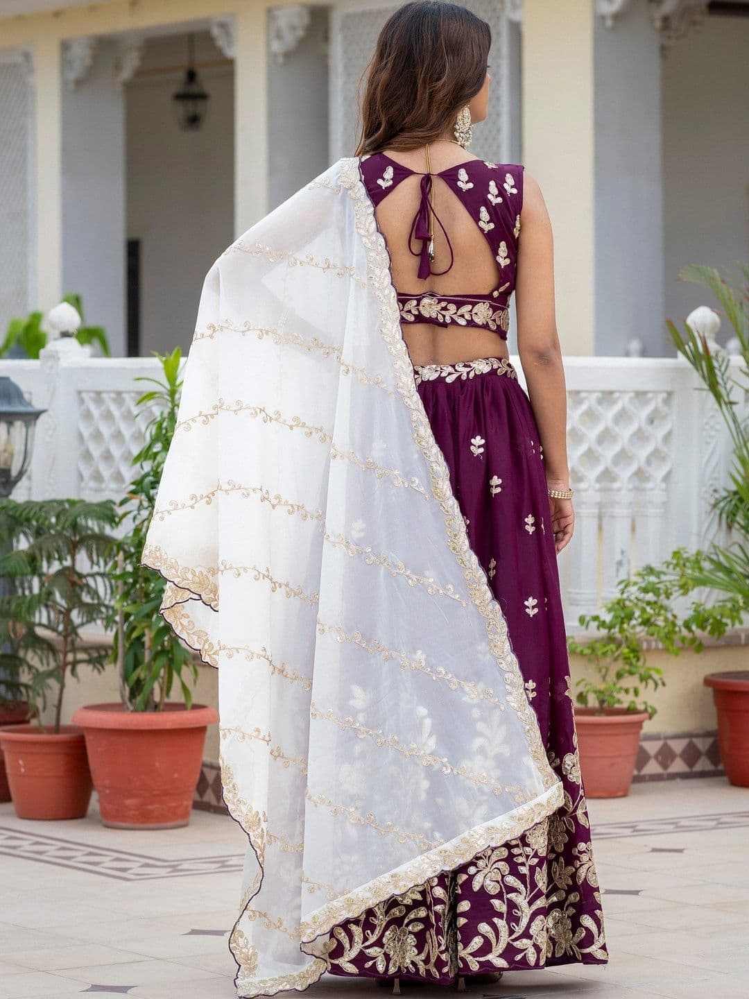 IVARIS Embellished Sequinned Ready to Wear Lehenga & Unstitched Blouse With Dupatta thumbnail 3