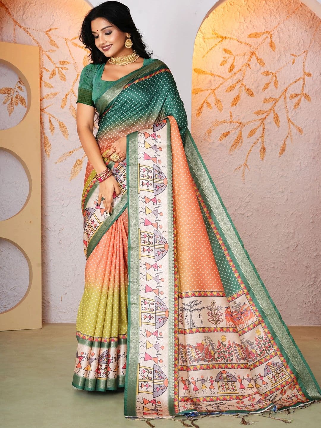 NARIVESH TRENDS Warli Silk Blend Saree - view 1