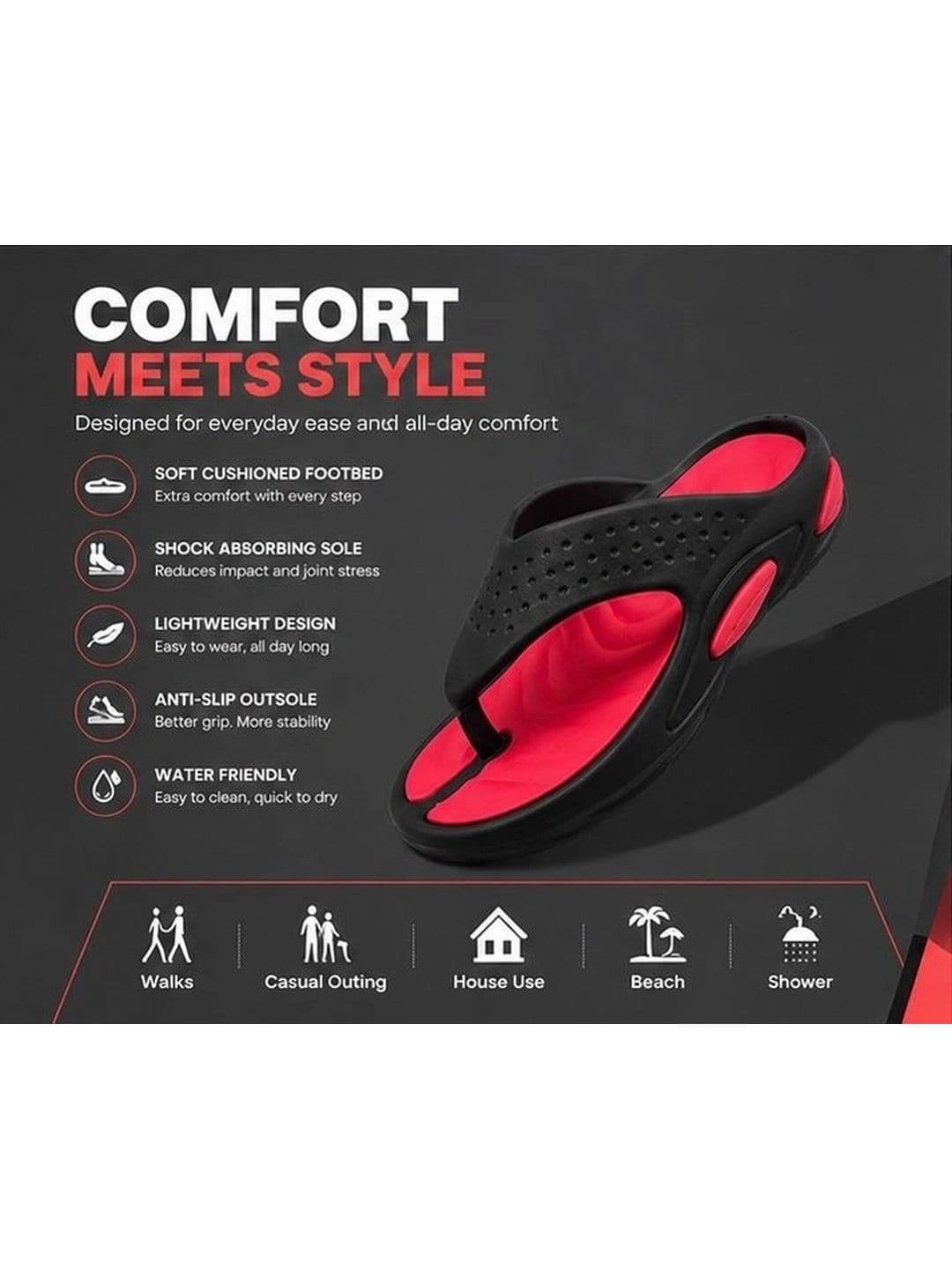 VOOLIO Men Colourblocked Thong Flip-Flops thumbnail 2
