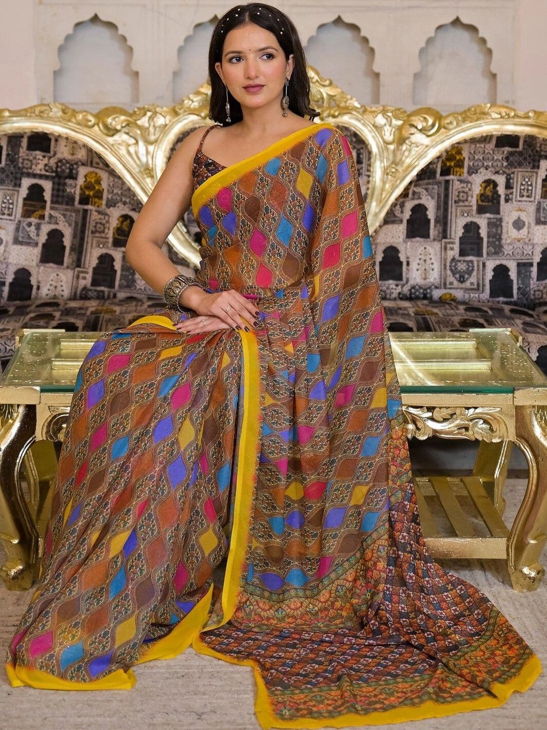 KALINI Woven Design Pure Georgette Saree thumbnail 3