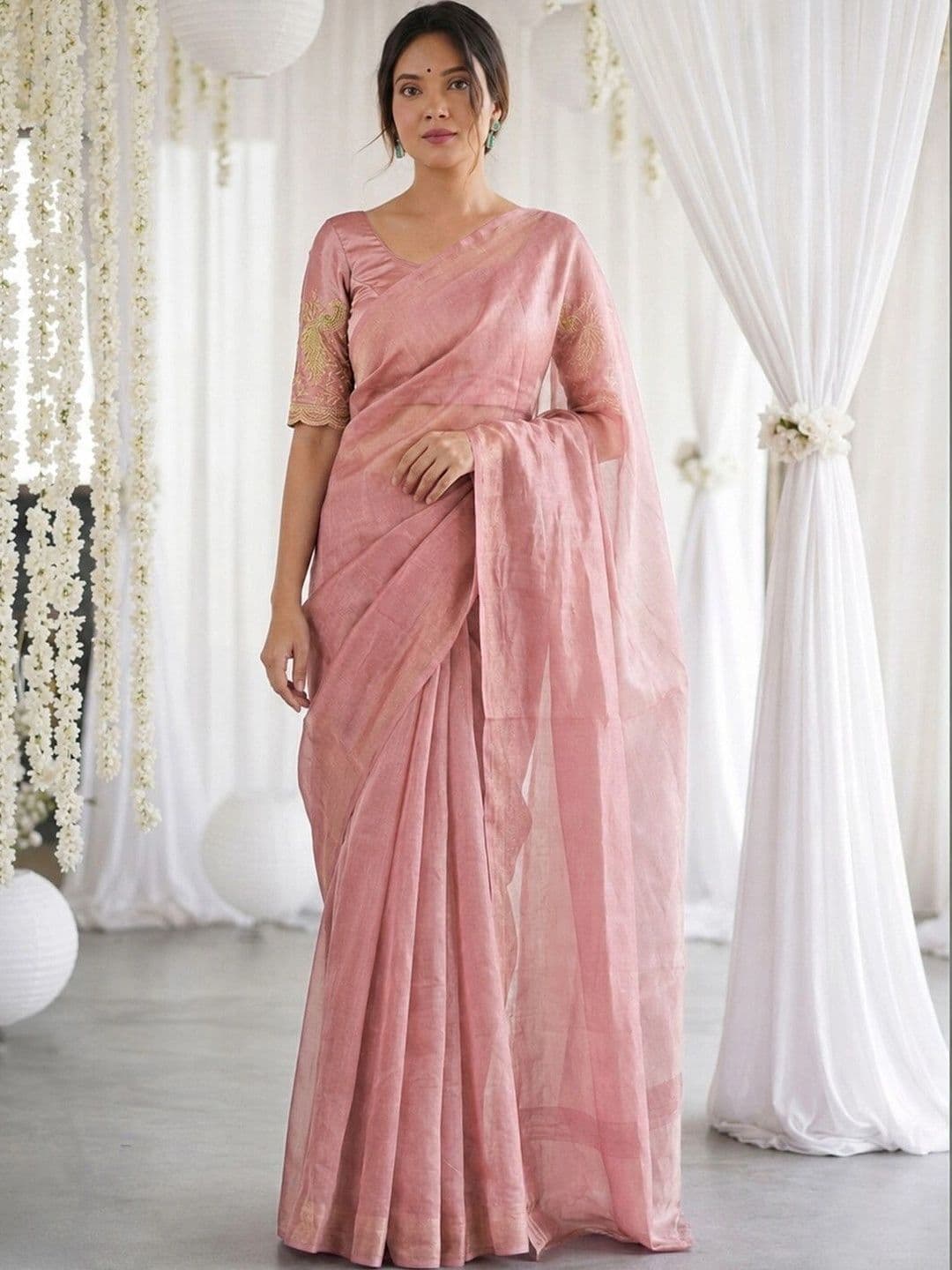 Satrani Embroidered Tissue Saree - view 1