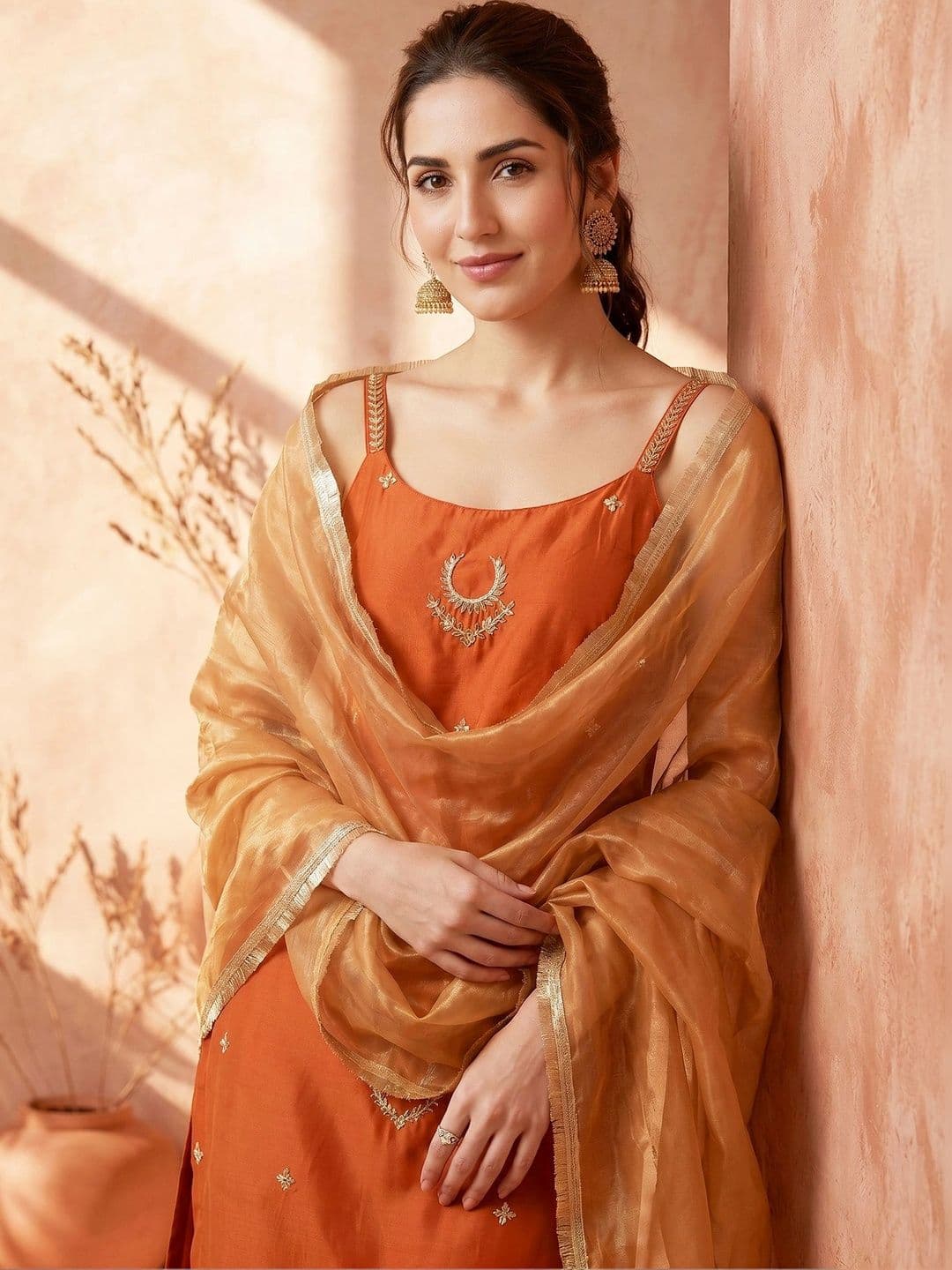 AVANSHEE Women Ethnic Motifs Embroidered Regular Thread Work Kurta with Palazzos & With Dupatta - view 1