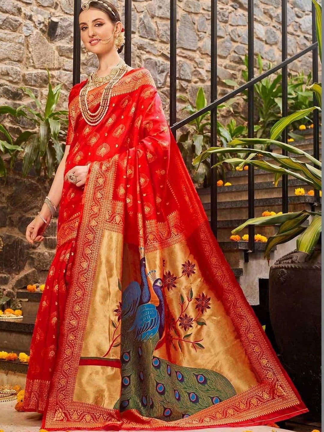 VYOM CREATION Woven Design Zari Art Silk Banarasi Saree - view 1