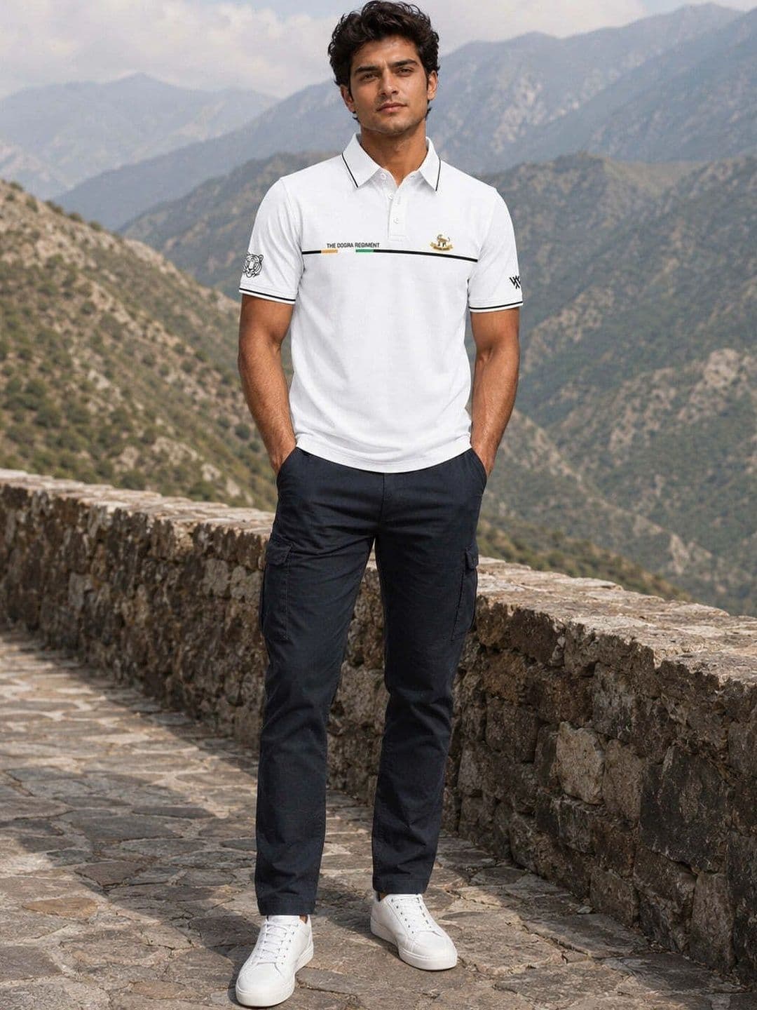 Warrior World Men Brand Logo Printed Polo Collar T-shirt thumbnail 6