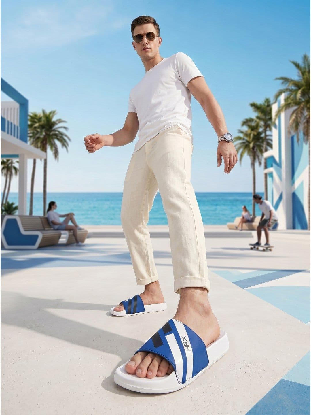 HRX by Hrithik Roshan Men Striped Printed Sliders thumbnail 6