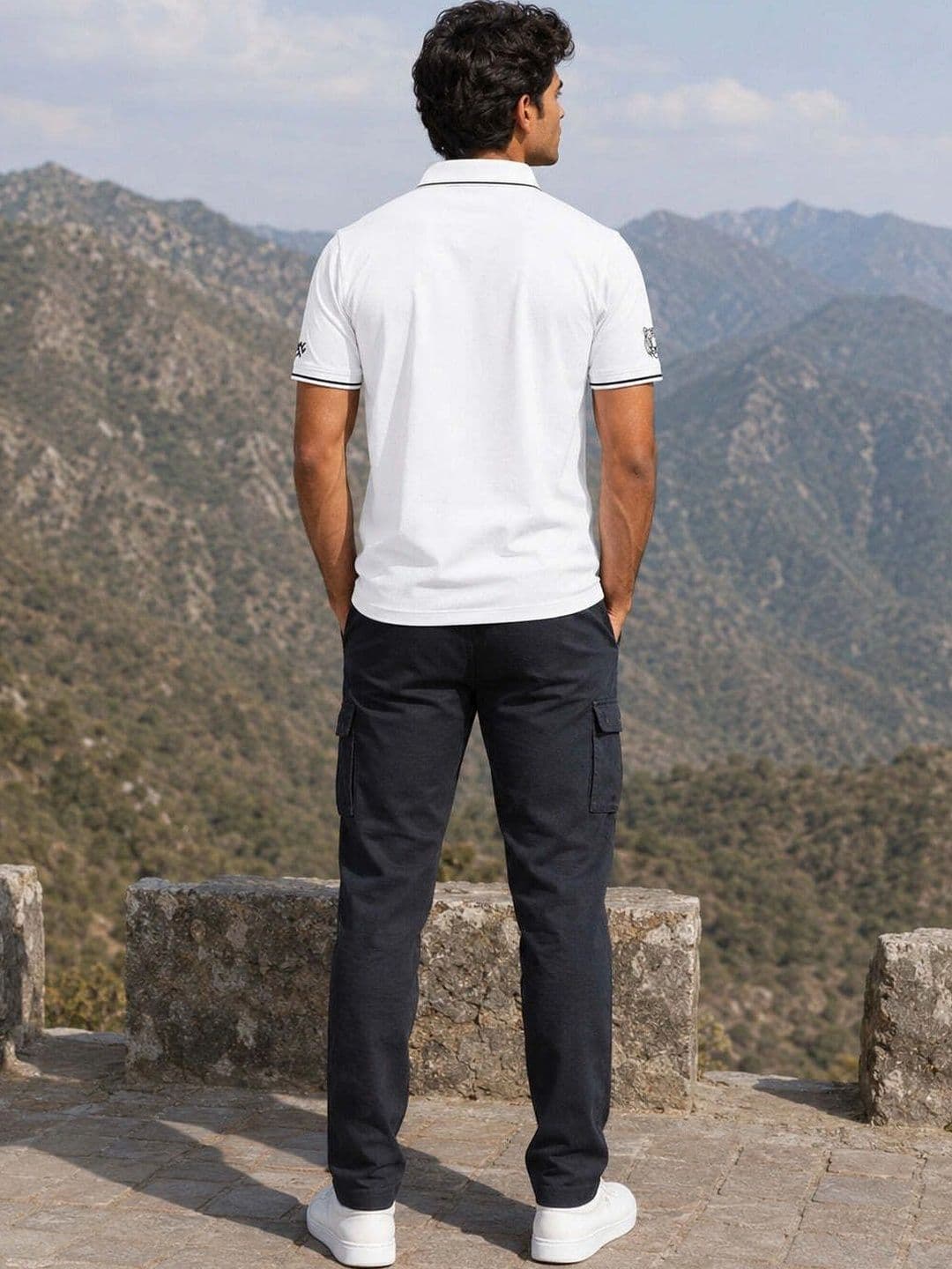 Warrior World Men Brand Logo Printed Polo Collar T-shirt thumbnail 3