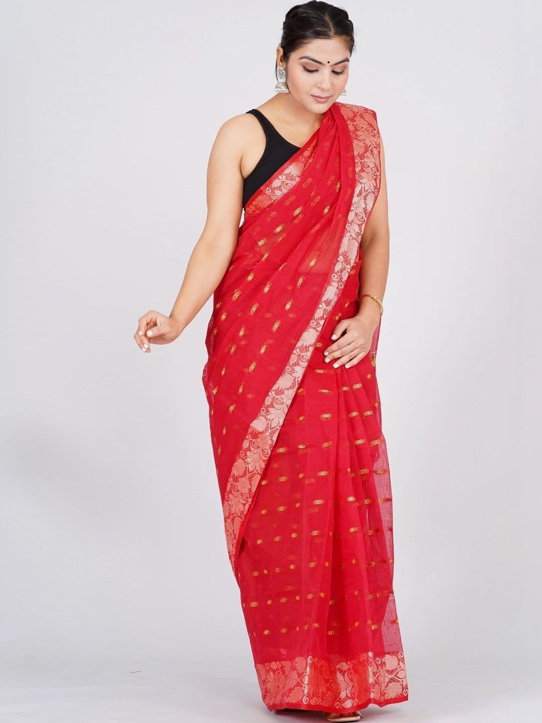 TANTSHREE Woven Design Zari Pure Cotton Saree thumbnail 4