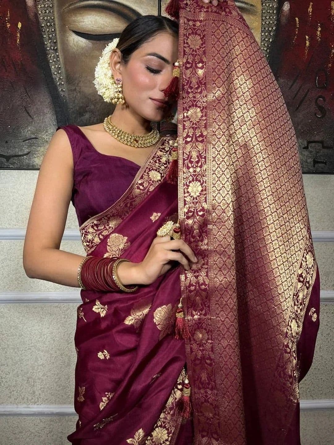 revika Woven Design Zari Art Silk Designer Kanjeevaram Saree thumbnail 6