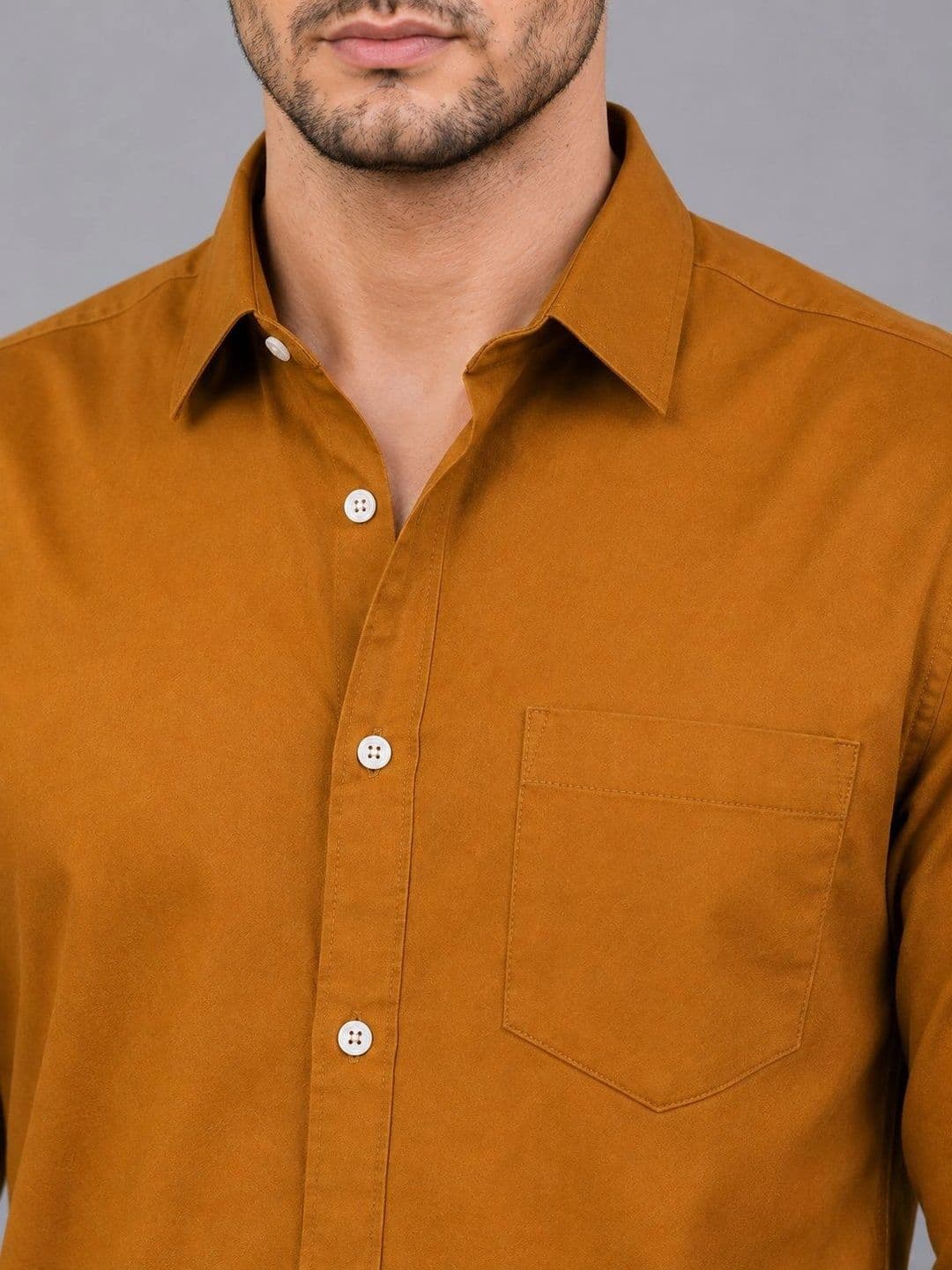 Roadster Men Mustard Solid Regular Fit Spread Collor Casual Shirt thumbnail 6